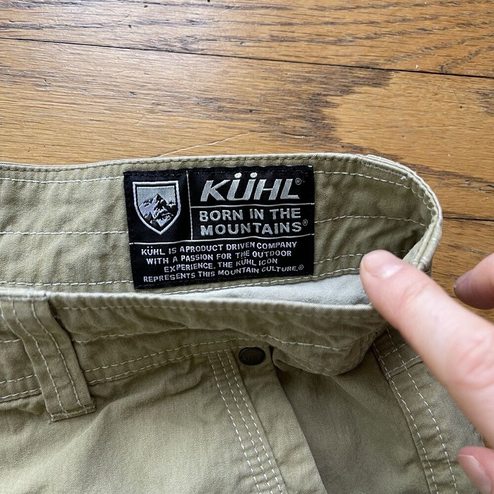 Kuhl Men’s Shorts Size 32 Vintage Patina Dye Tan Beige Hiking Camping Cargo Work - Picture 2 of 12